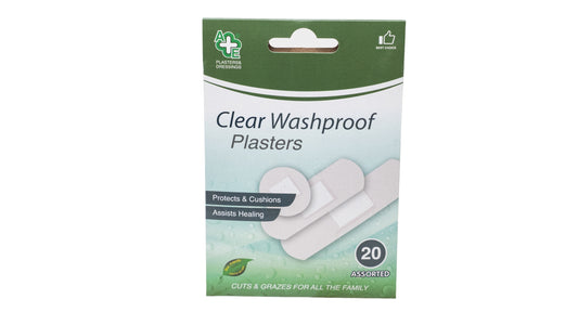 A&E Clear Washproof Plasters (20 Pack)