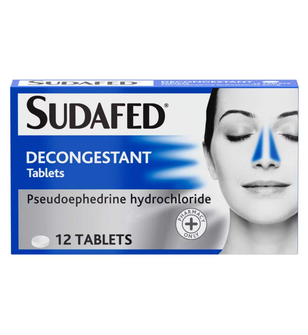 Sudafed Decongestant Tablets - 12 Tablets