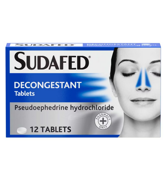 Sudafed Decongestant Tablets - 12 Tablets