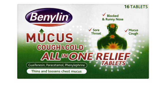 Benylin Mucus cough & cold - All in ONE RELIEF (16 tab) - The Medicine Cupboard