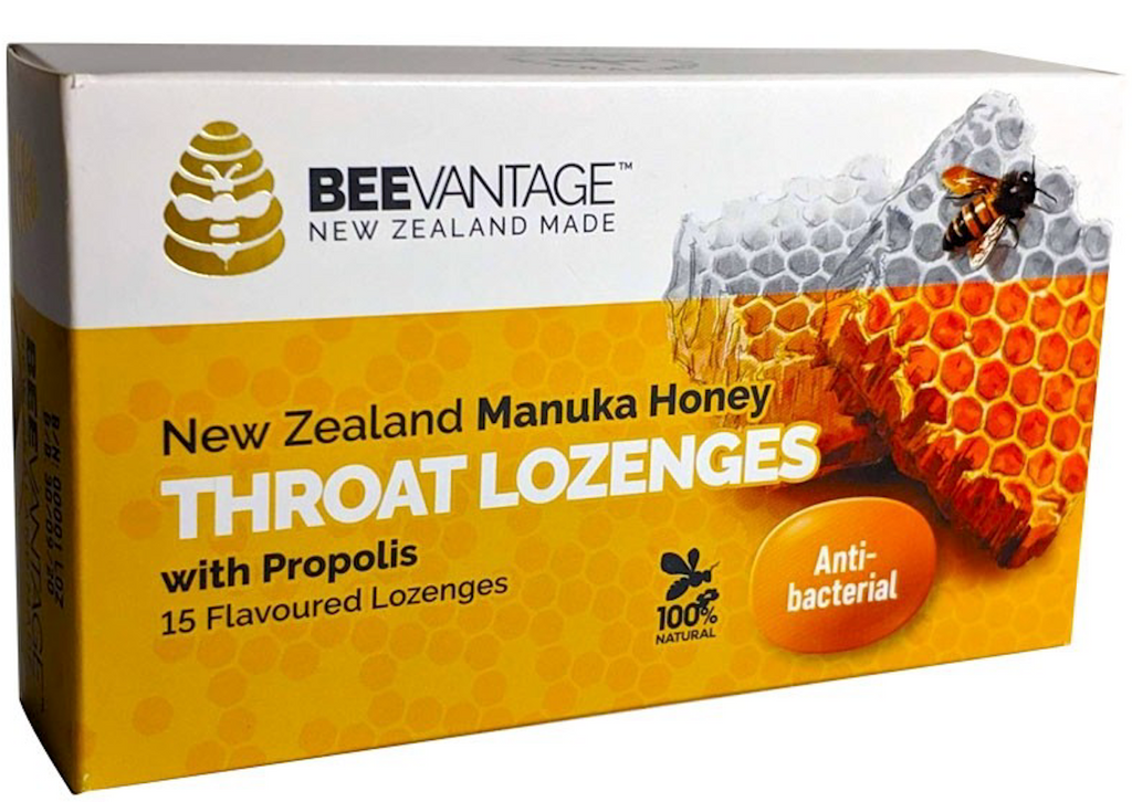 BeeVantage NewZealand Throat Lozenges (15 loz) - The Medicine Cupboard